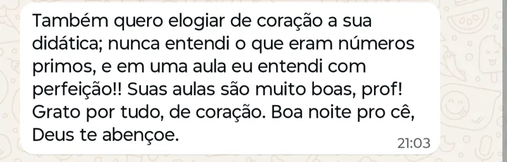 Aluno entende números primos em uma única aula